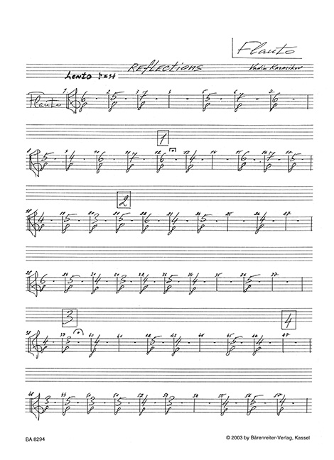 Anderes Coverbild reflections for flute, clarinet, harp, vibraphone, violin, viola, cello (1995)