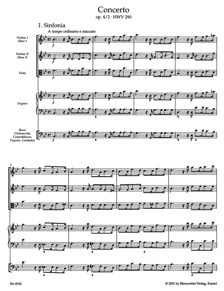 Anderes Coverbild Konzert für Orgel und Orchester B-Dur op. 4/2 HWV 290