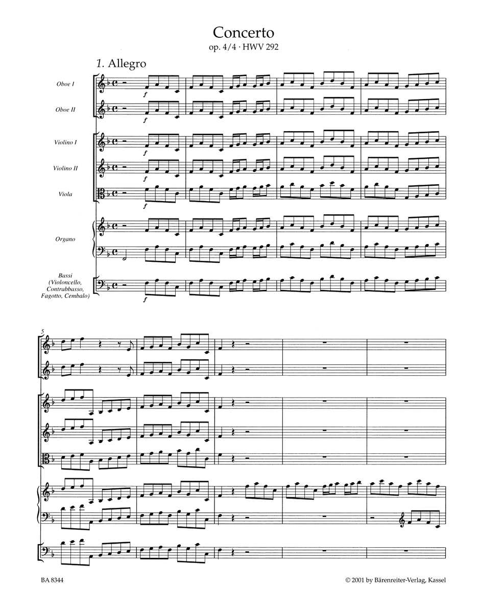 Anderes Coverbild Konzert für Orgel und Orchester F-Dur op. 4/4 HWV 292