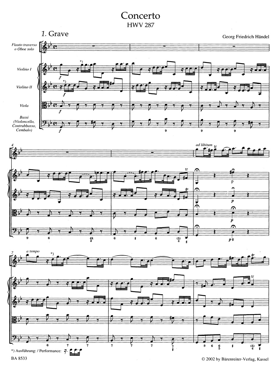 Anderes Coverbild Konzert für Flöte (Oboe) und Orchester g-Moll HWV 287