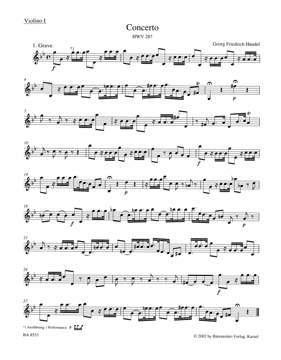 Vorderes Coverbild Konzert für Flöte (Oboe) und Orchester g-Moll HWV 287
