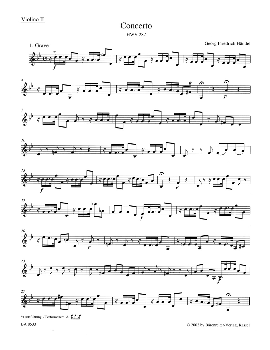 Vorderes Coverbild Konzert für Flöte (Oboe) und Orchester g-Moll HWV 287