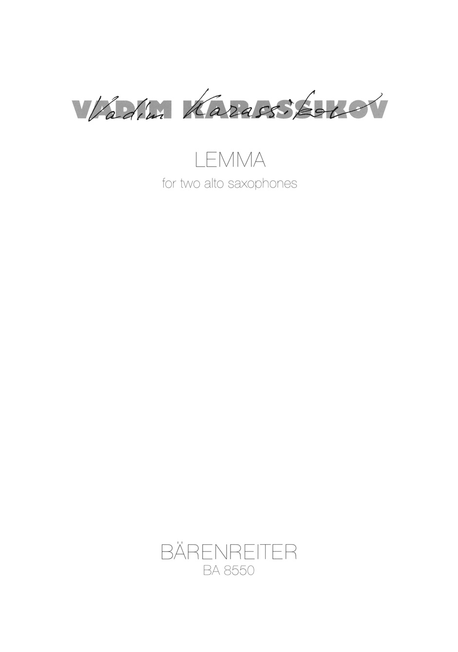 Vorderes Coverbild Lemma für Alt-Saxophone (1997)