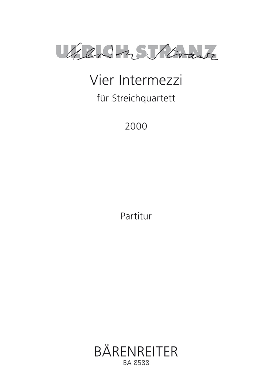 Vorderes Coverbild Vier Intermezzi für Streichquartett (2000)