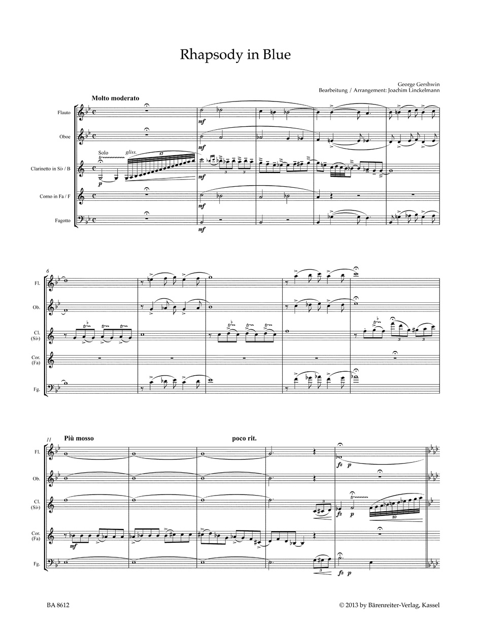 Anderes Coverbild Rhapsody in Blue für Holzbläserquintett