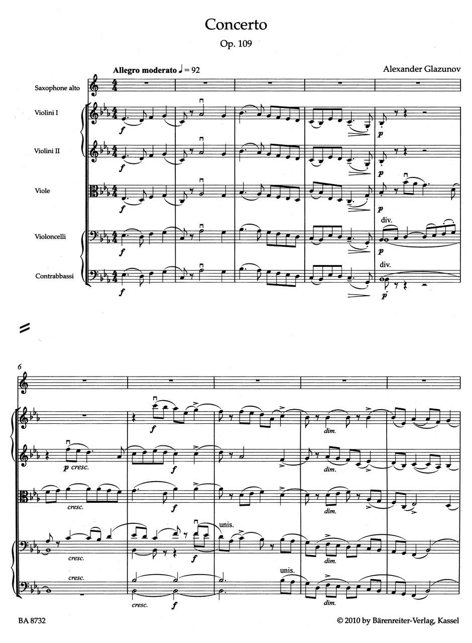 Anderes Coverbild Konzert für Alt-Saxophon und Streichorchester Es-Dur op. 109