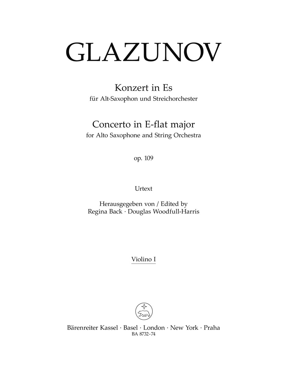 Vorderes Coverbild Konzert für Alt-Saxophon und Streichorchester Es-Dur op. 109