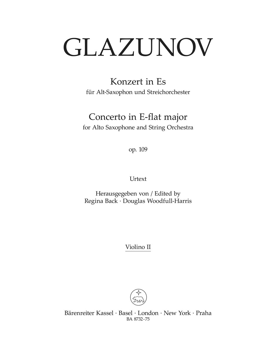Vorderes Coverbild Konzert für Alt-Saxophon und Streichorchester Es-Dur op. 109