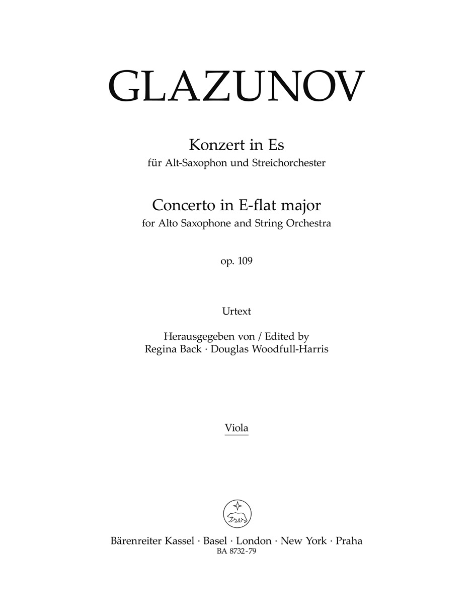 Vorderes Coverbild Konzert für Alt-Saxophon und Streichorchester Es-Dur op. 109
