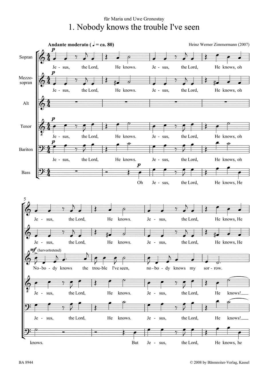 Anderes Coverbild Drei Spirituals für 6stimmigen gem. Chor a cappella