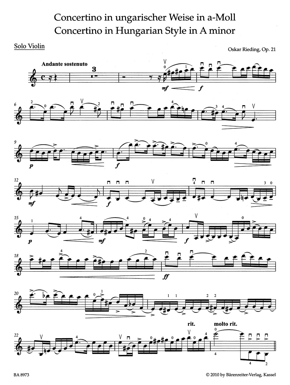 Anderes Coverbild Concertino in ungarischer Weise a-Moll op. 21