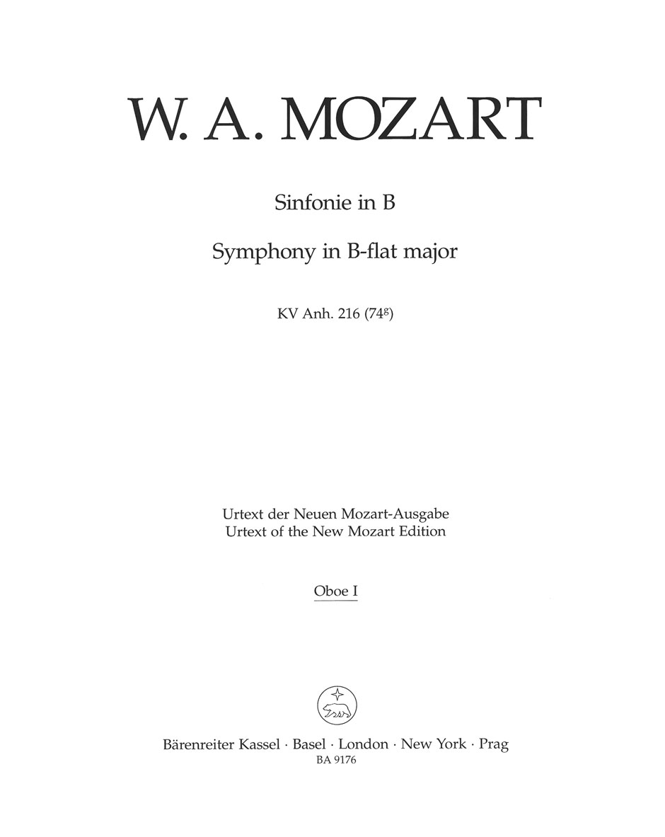 Vorderes Coverbild Sinfonie B-Dur KV Anh. 216 (74g)