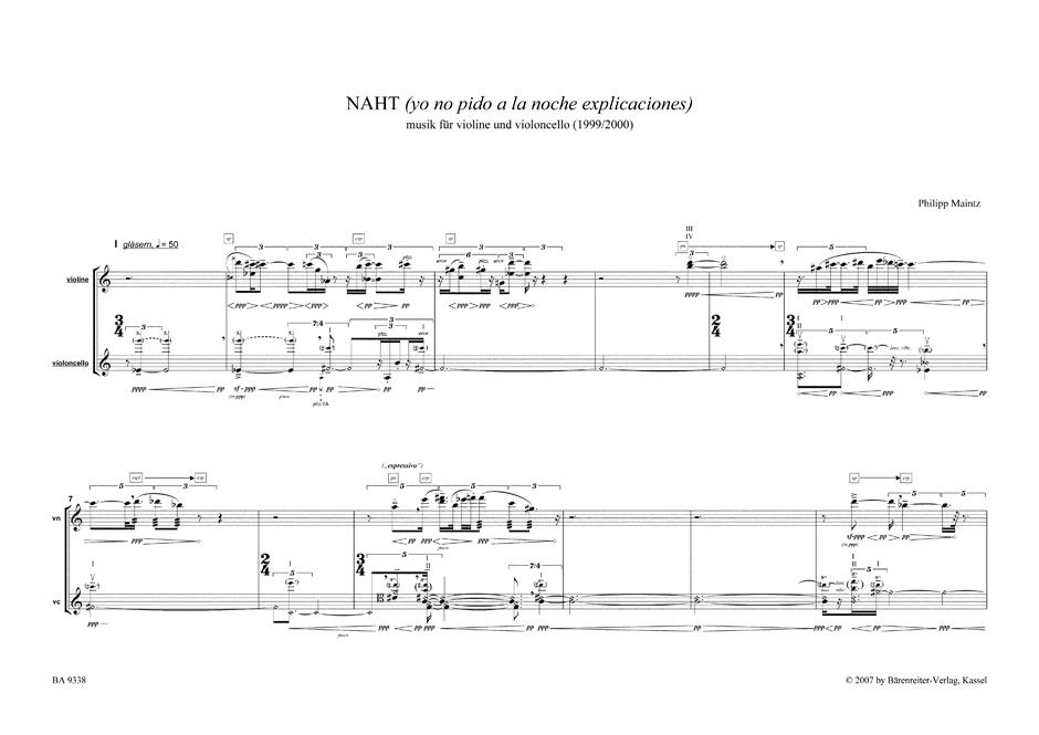 Anderes Coverbild NAHT (yo no pido a la noche explicaciones). musik für violine und violoncello (1999/2000)
