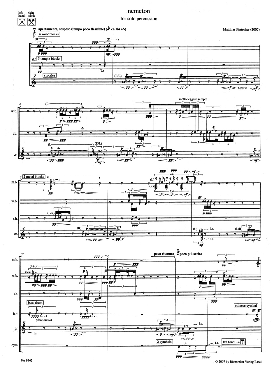 Anderes Coverbild nemeton for solo percussion (2007)
