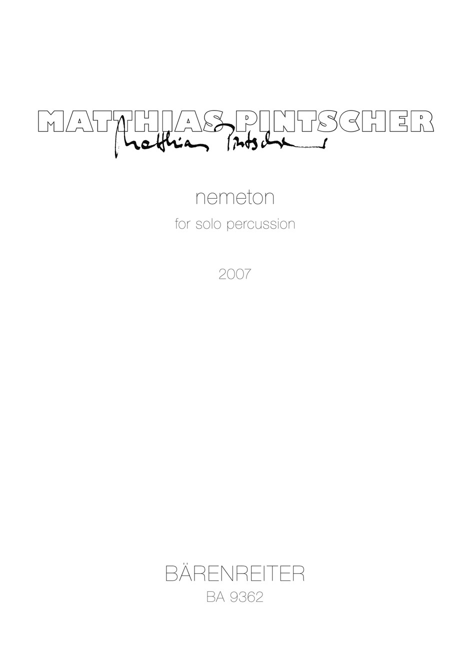 Vorderes Coverbild nemeton for solo percussion (2007)