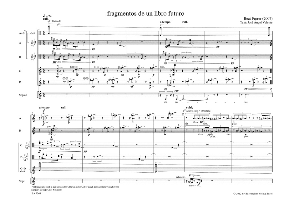 Anderes Coverbild fragmentos de un libro futuro für Sopran und Gitarrenquartett (2007)