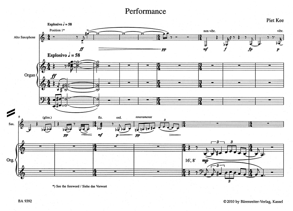 Anderes Coverbild Performance für Alt-Saxophon und Orgel