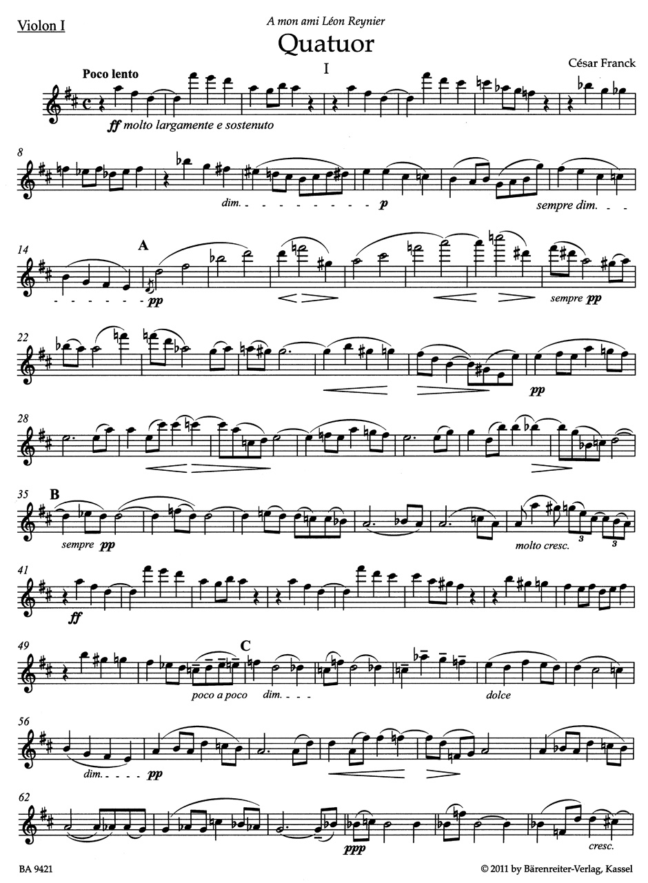 Anderes Coverbild Quartett für zwei Violinen, Viola und Violoncello