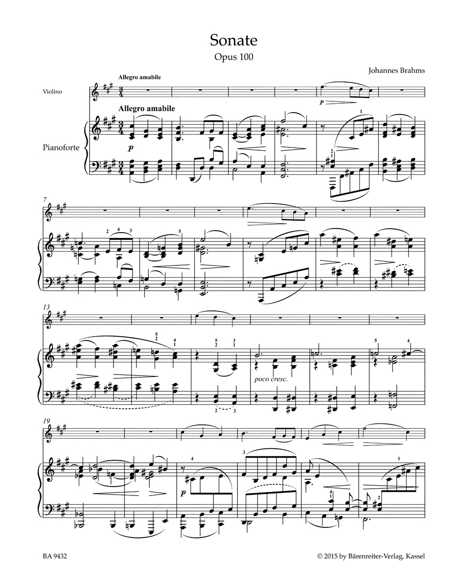 Anderes Coverbild Sonate für Violine und Klavier A-Dur op. 100