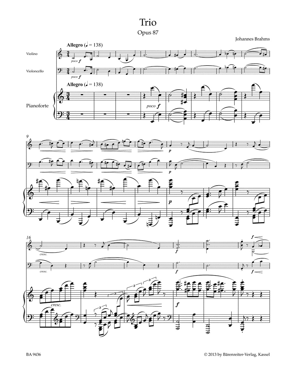 Anderes Coverbild Trio für Violine, Violoncello und Klavier op. 87