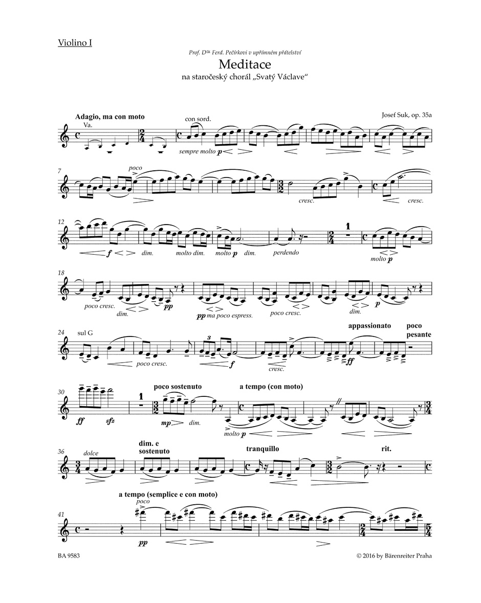 Anderes Coverbild Meditation über den altböhmischen Choral "St. Wenzeslaus" für Streichquartett op. 35a