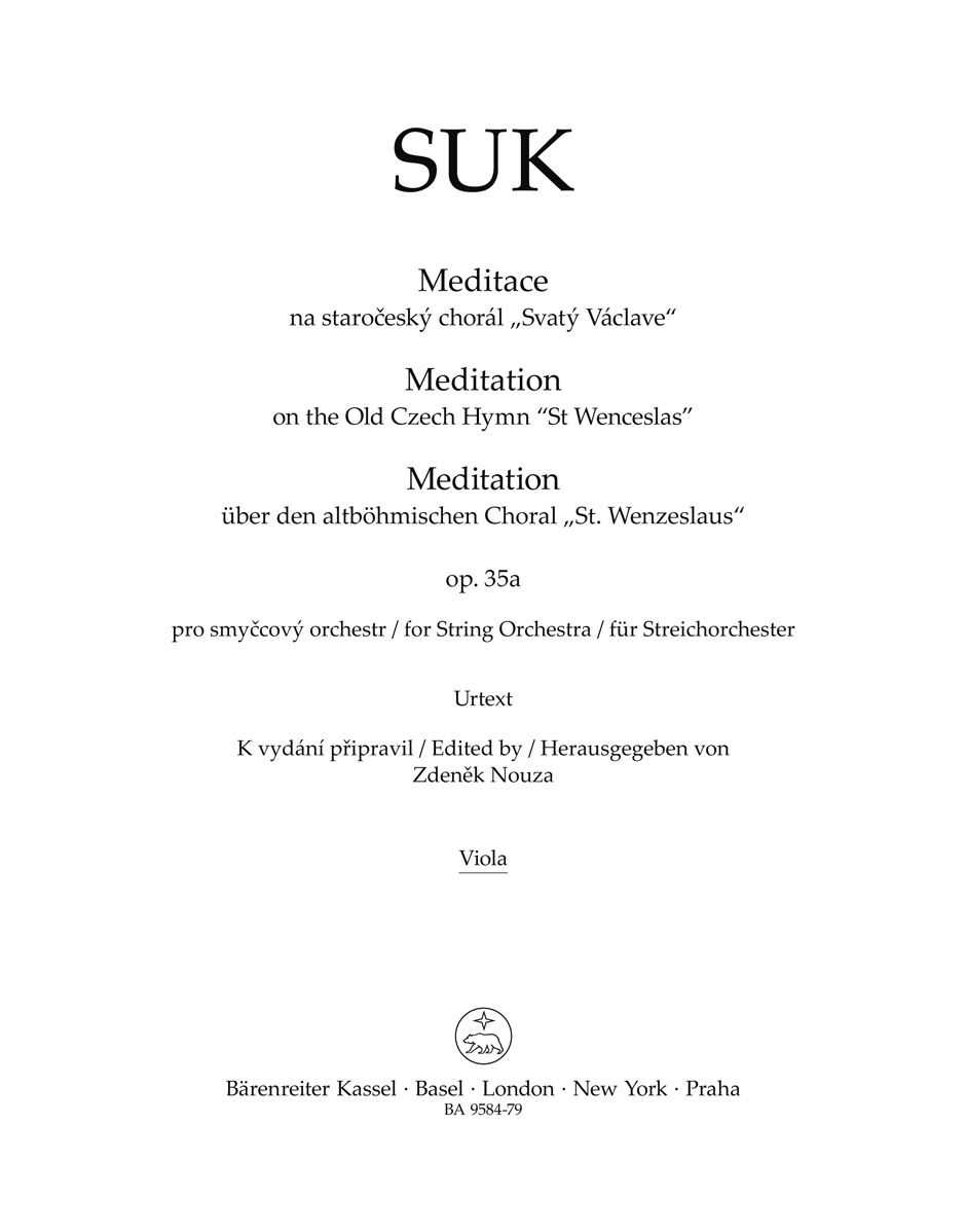 Vorderes Coverbild Meditation über den altböhmischen Choral "St. Wenzeslaus" für Streichorchester op. 35a