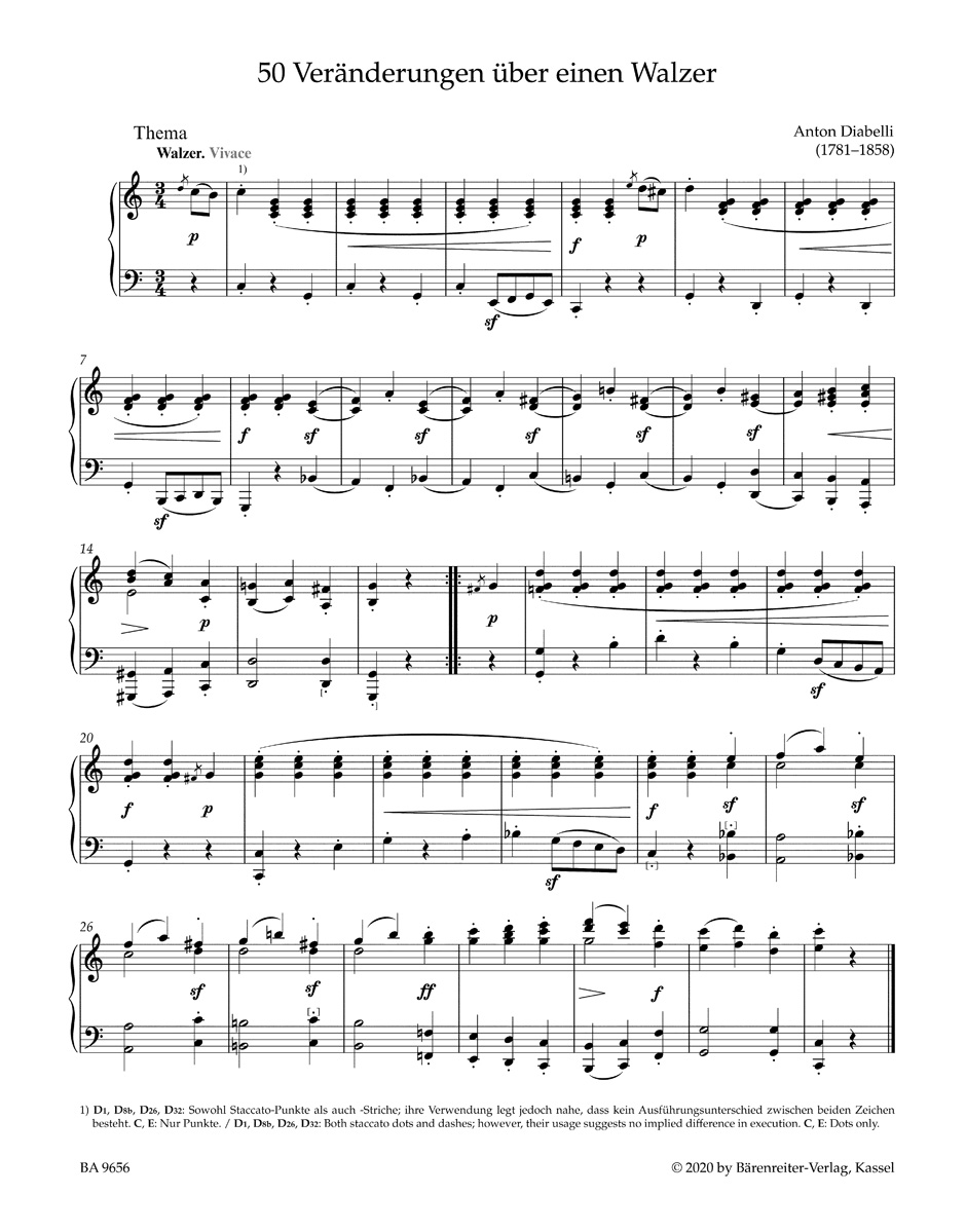 Anderes Coverbild Beethoven: 33 Veränderungen über einen Walzer op. 120 / 50 Veränderungen über einen Walzer komponiert von den vorzüglichsten Tonsetzern und Virtuosen Wiens für Klavier "Diabelli-Variationen"
