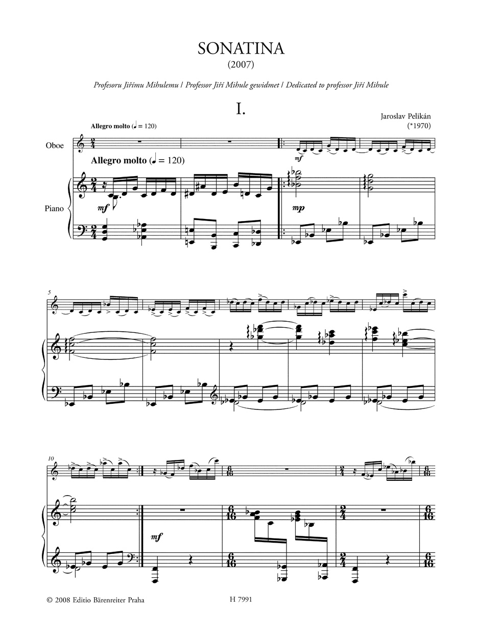 Anderes Coverbild Sonatina für Oboe und Klavier