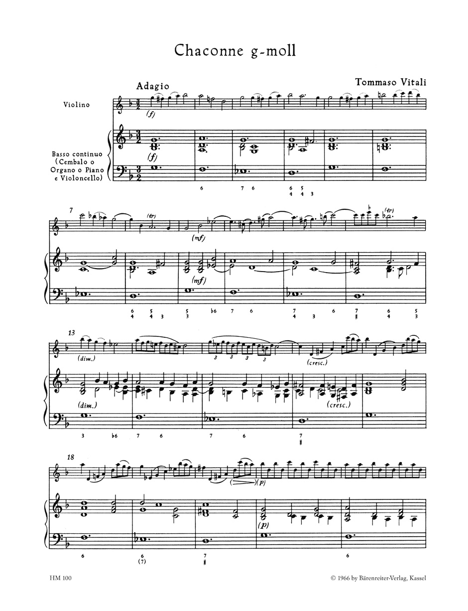 Anderes Coverbild Chaconne für Violine und Basso continuo g-Moll
