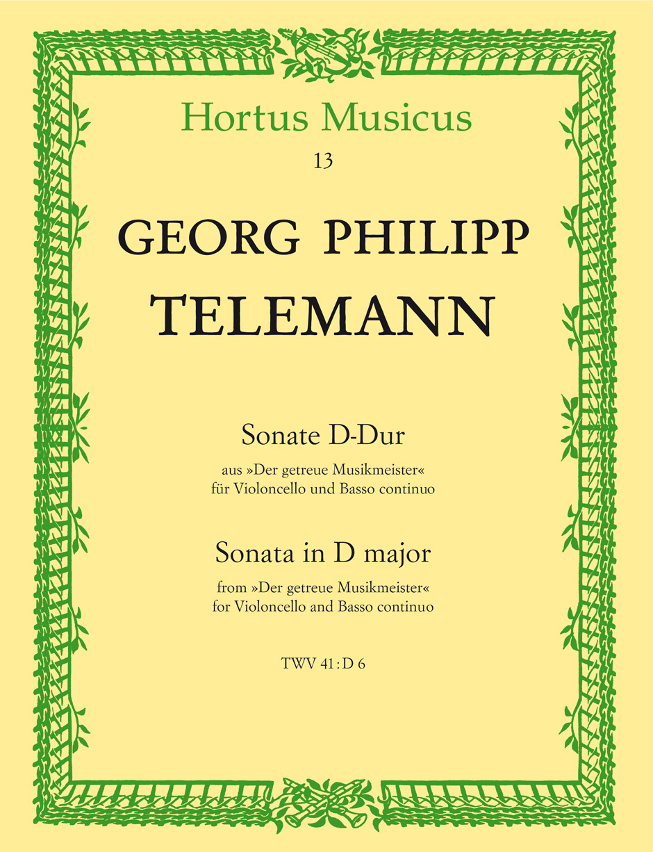 Vorderes Coverbild Sonate für Violoncello und Basso continuo D-Dur TWV 41:D6
