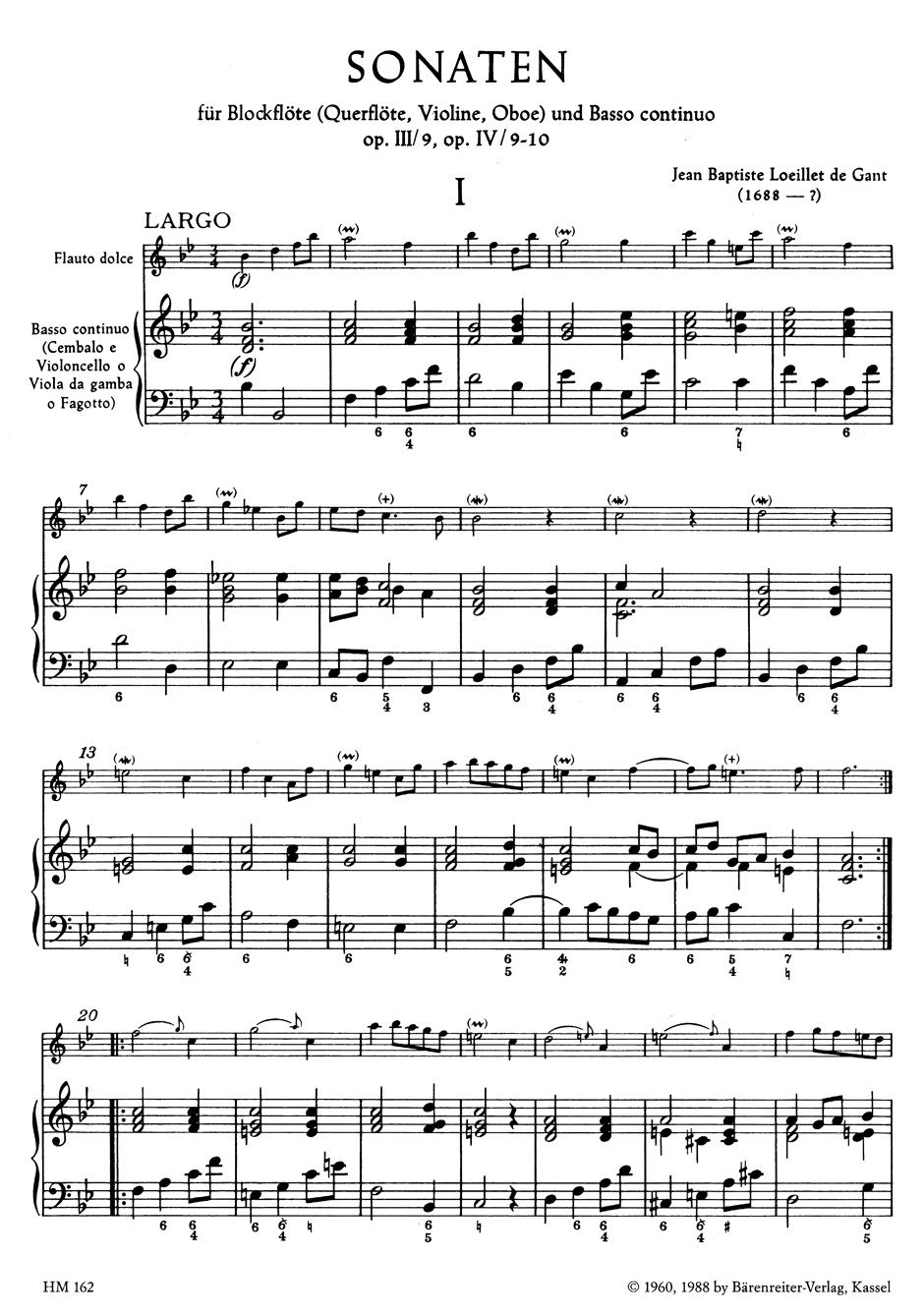 Anderes Coverbild Sonaten für Blockflöte (Querflöte, Violine, Oboe) und Basso continuo op. III/9, IV/9-10