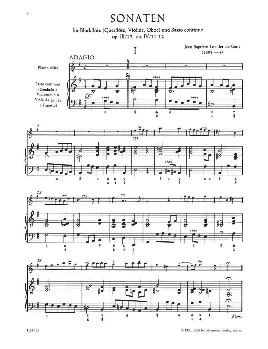Anderes Coverbild Sonaten für Altblockflöte (Querflöte, Violine, Oboe) und Basso continuo op. III/12, IV/11-12