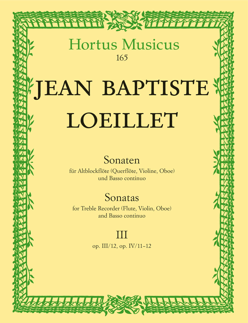 Vorderes Coverbild Sonaten für Altblockflöte (Querflöte, Violine, Oboe) und Basso continuo op. III/12, IV/11-12