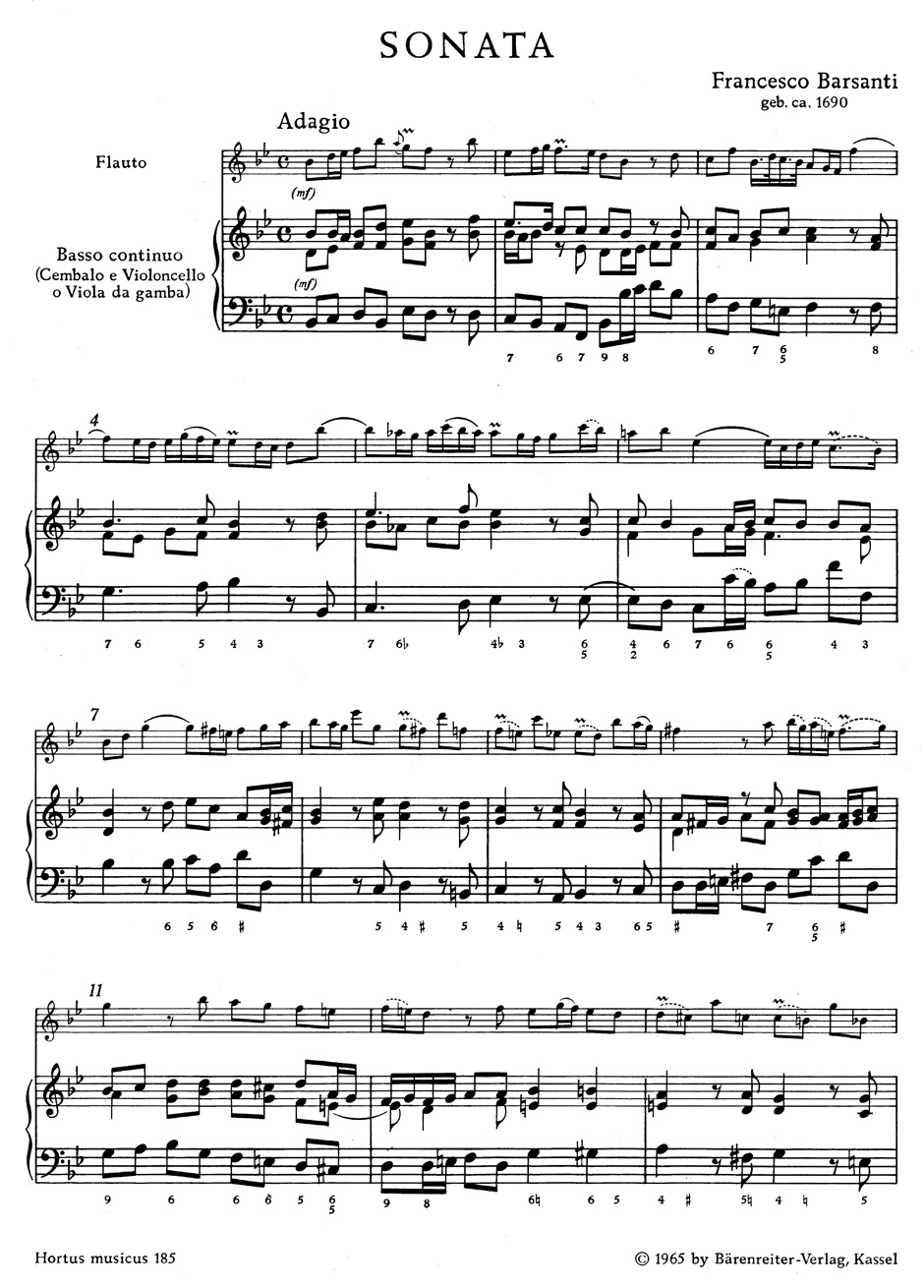 Anderes Coverbild Sonate für Altblockflöte (Flöte) und Basso continuo B-Dur op. 1/6