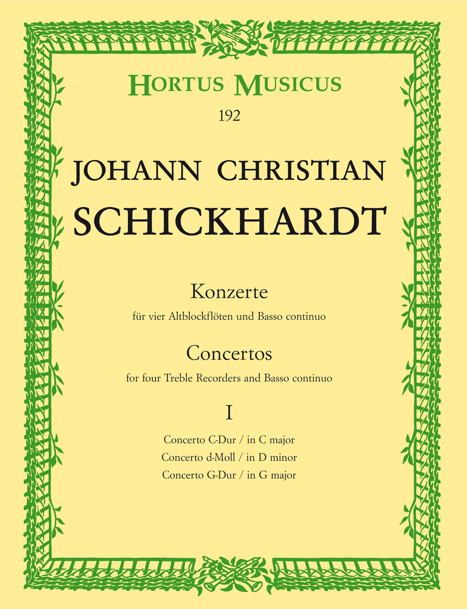 Vorderes Coverbild Konzerte für vier Altblockflöten und Basso continuo
