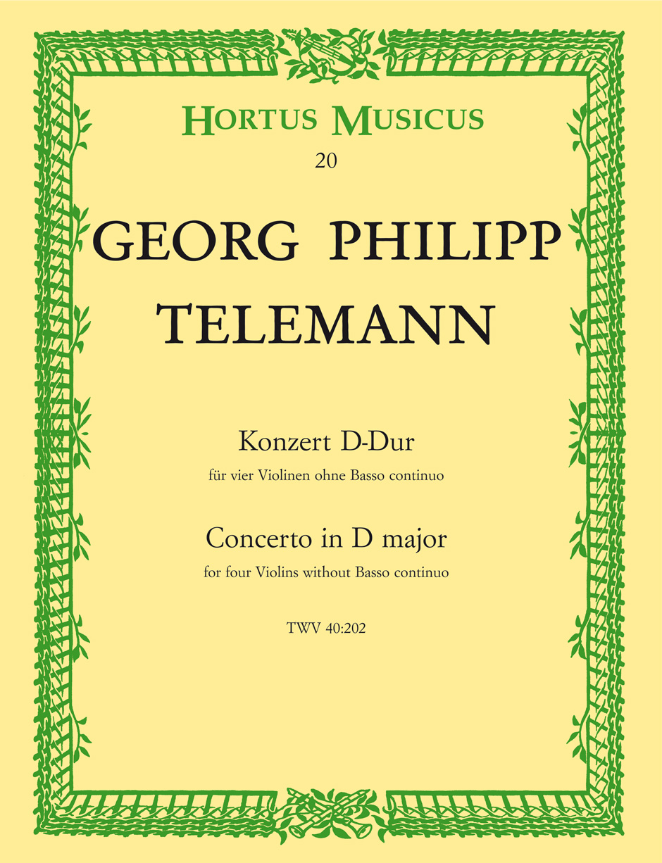 Vorderes Coverbild Konzert für vier Violinen ohne Basso continuo D-Dur TWV 40:202