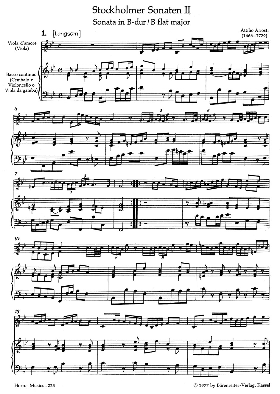 Anderes Coverbild Sechs Sonaten "Stockholmer Sonaten" für Viola d'amore (Viola) und Basso continuo. Heft 2