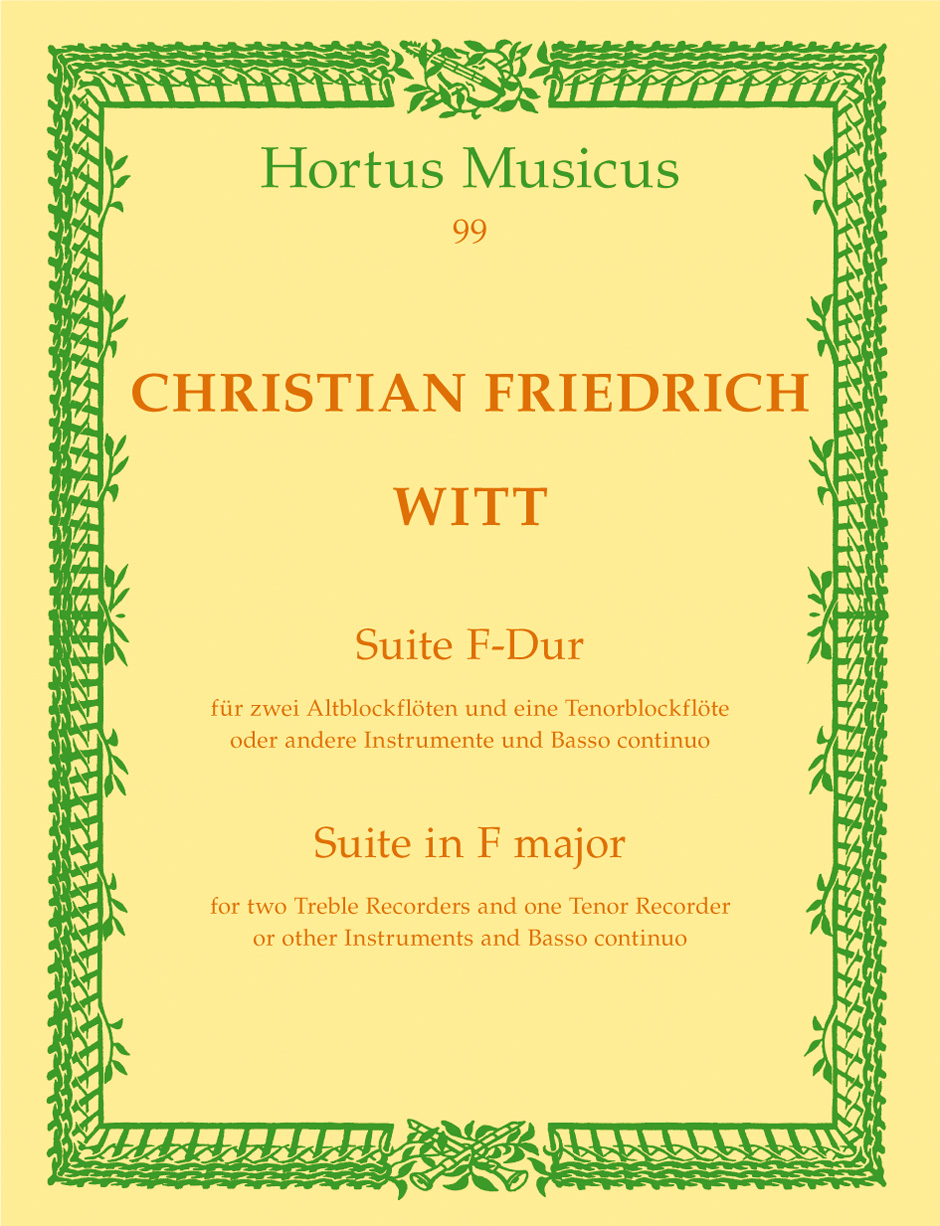 Vorderes Coverbild Suite für zwei Altblockflöten und eine Tenorblockflöte oder andere Instrumente und Basso continuo F-Dur