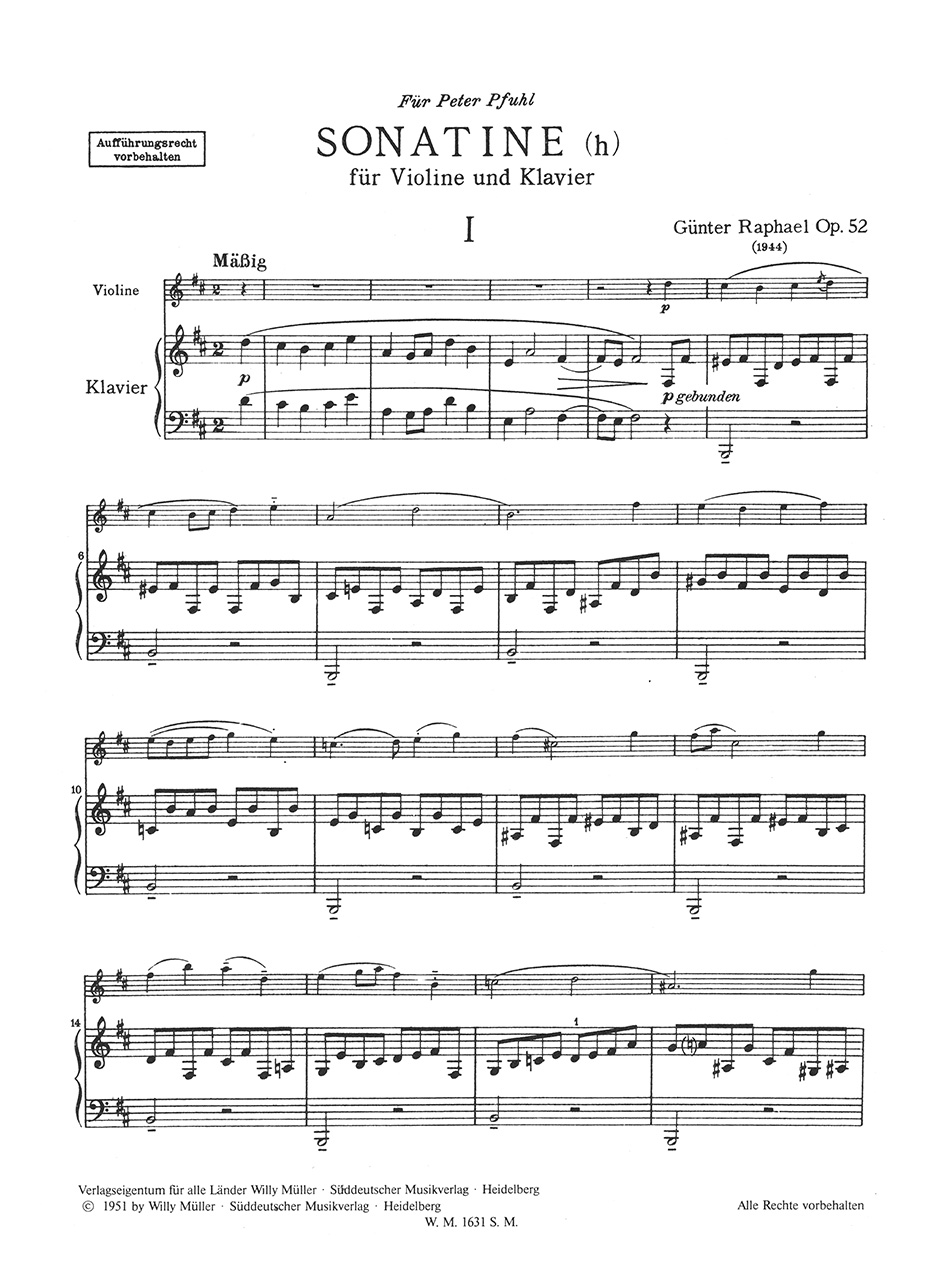 Vorderes Coverbild Sonatine (1944) h-Moll op. 52