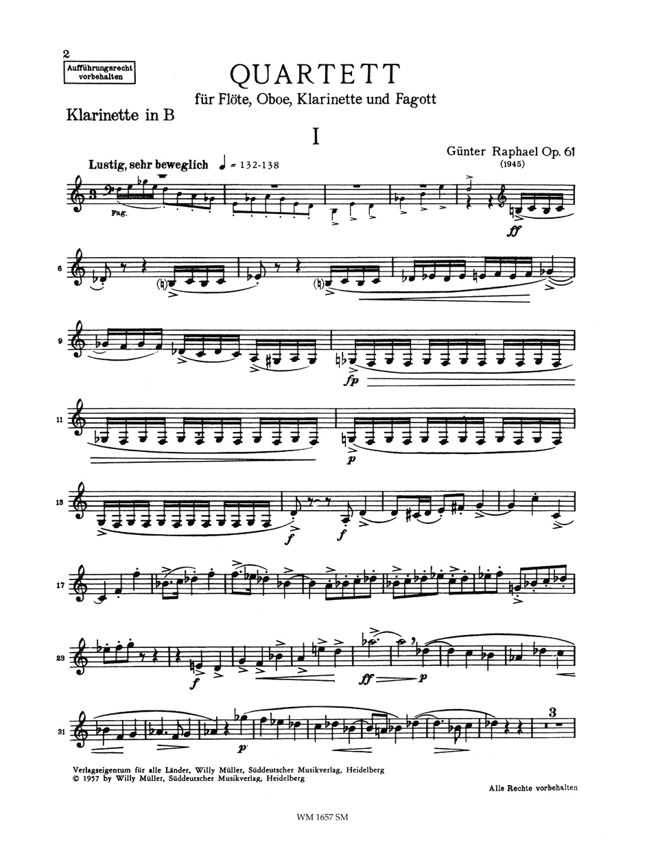 Vorderes Coverbild Quartett für Flöte, Oboe, Klarinette und Fagott op. 61 (1945)
