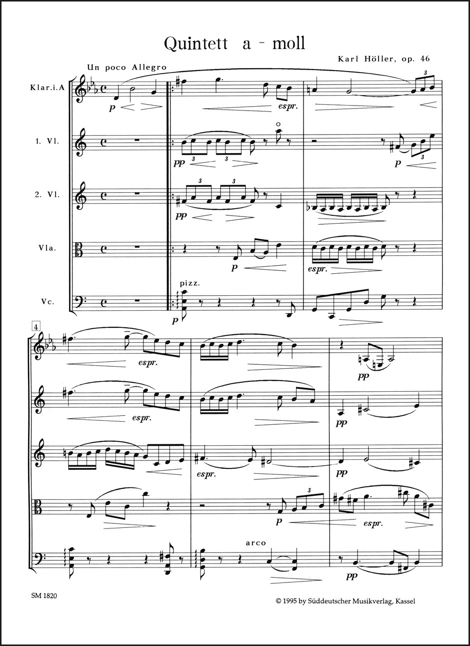 Vorderes Coverbild Klarinettenquintett a-Moll op. 46