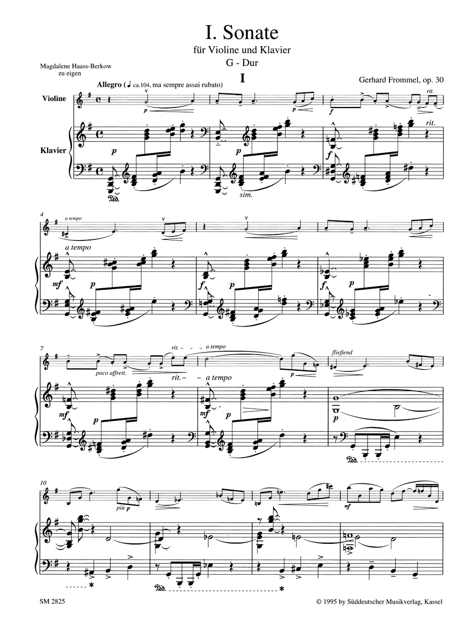Vorderes Coverbild 1. Sonate für Violine und Klavier (1947) op. 30
