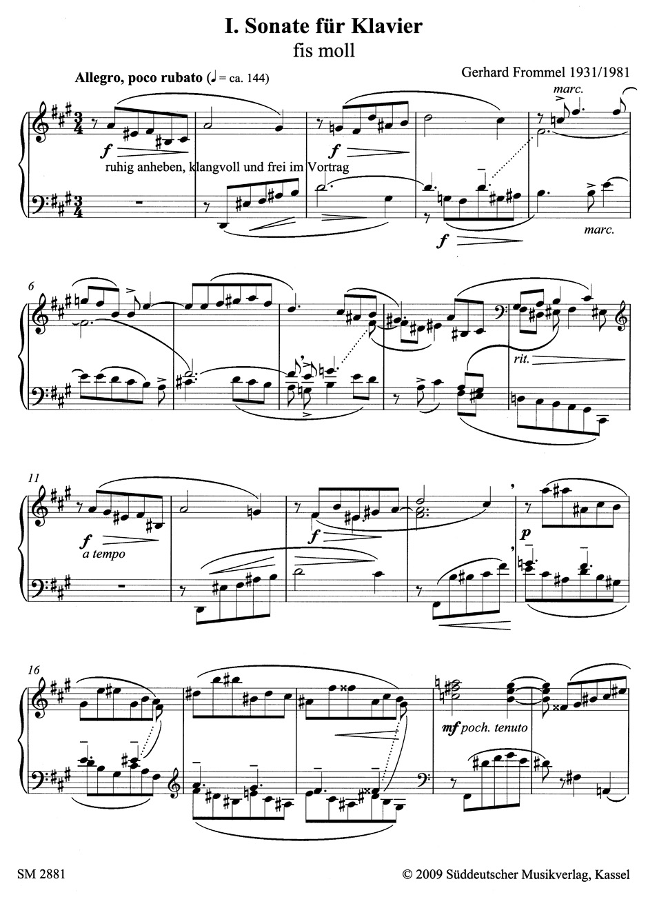 Vorderes Coverbild Sonate I für Klavier (1931) fis-Moll