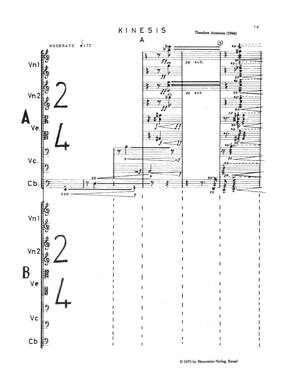 Vorderes Coverbild Kinesis ABCD für zwei Streichergruppen op. 31 (1966)