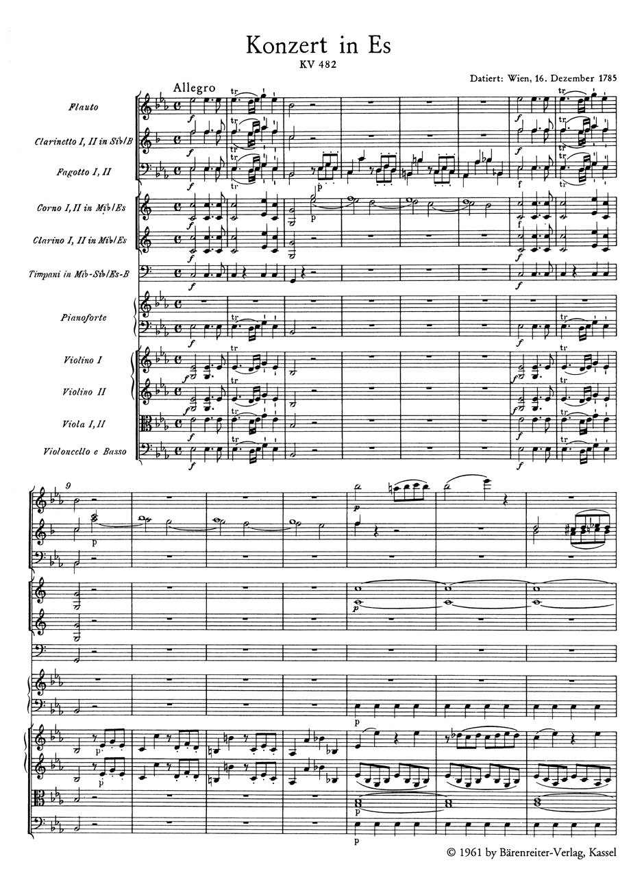 Vorderes Coverbild Konzert für Klavier und Orchester Nr. 22 Es-Dur KV 482