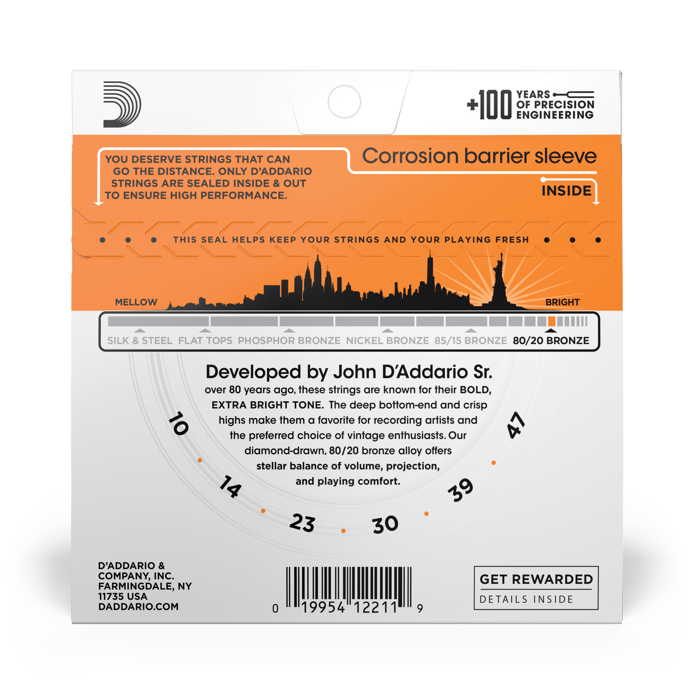 Anderes Coverbild D'Addario EJ10 Saiten für Akustikgitarre, Bronze, Extra Light, 10-47