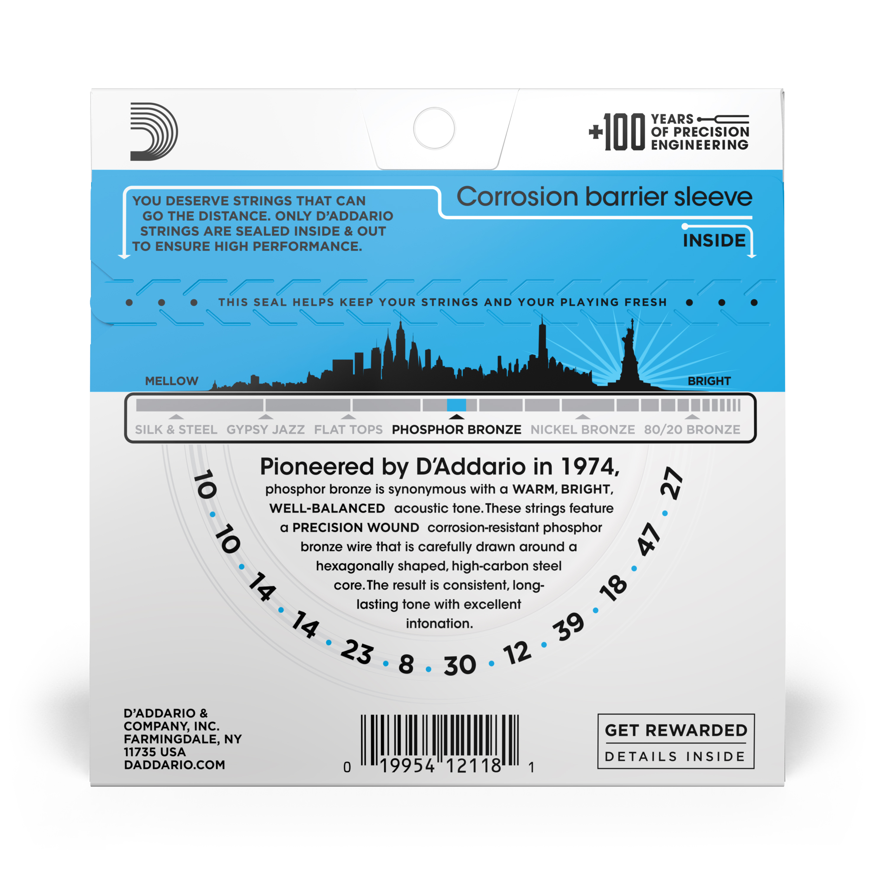 Anderes Coverbild D'Addario EJ38 Saiten für 12-saitige Akustikgitarre, Phosphorbronze, Light, 10-47