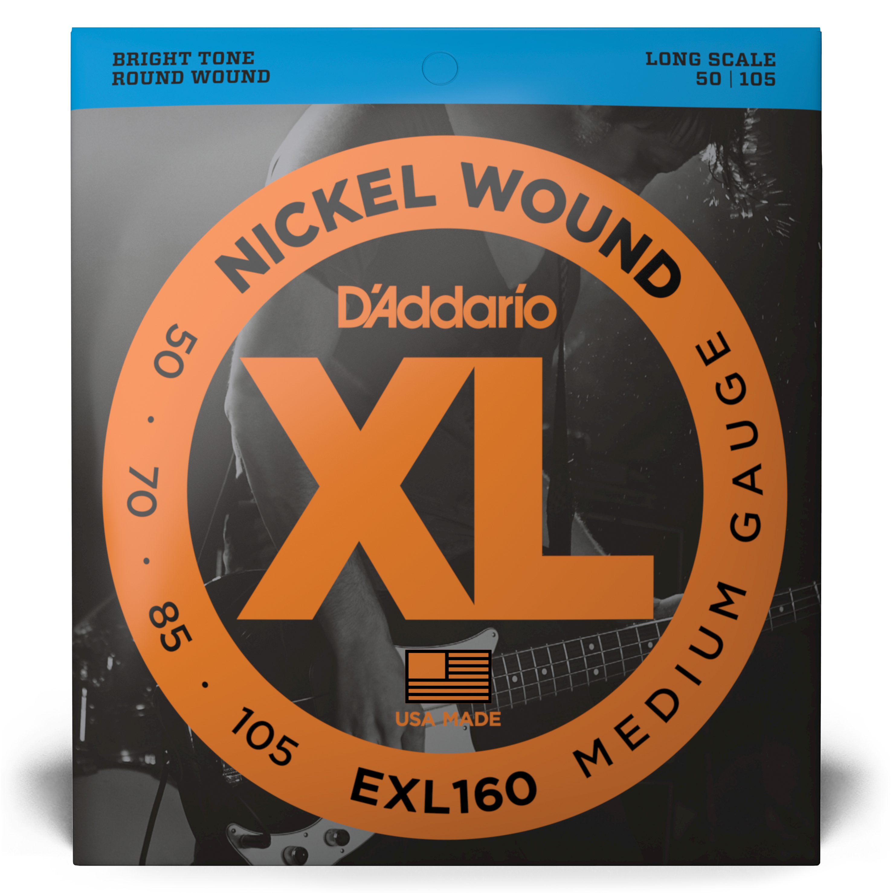Anderes Coverbild D'Addario EXL160 Saiten für Bassgitarre, mit Nickel umsponnen, Medium, 50-105, Long Scale