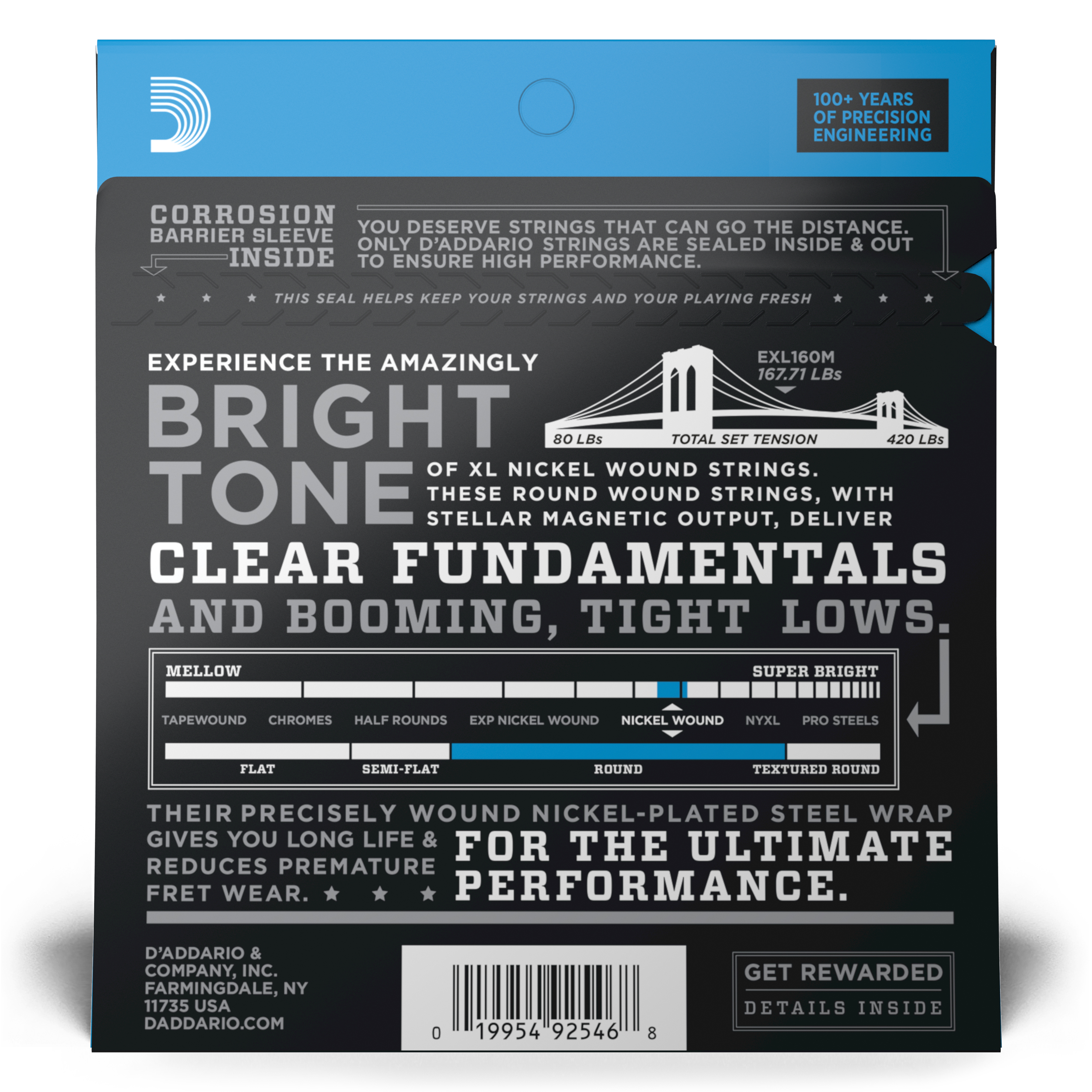 Anderes Coverbild D'Addario EXL160M Saiten für Bassgitarre, mit Nickel umsponnen, Medium, 50-105, Medium Scale