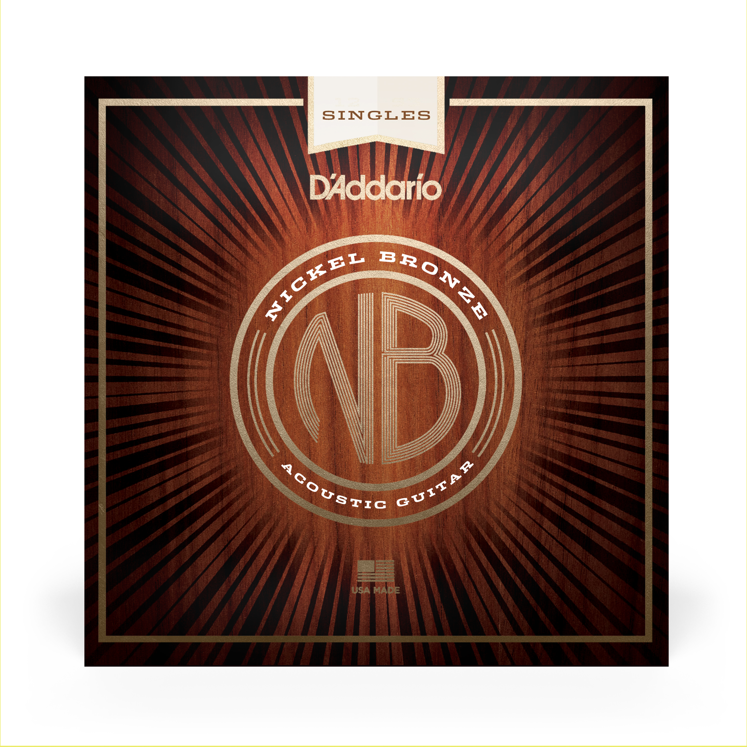 Vorderes Coverbild D'Addario NB025 Einzelne mit Nickelbronze umsponnene Saite für Akustikgitarre, .025